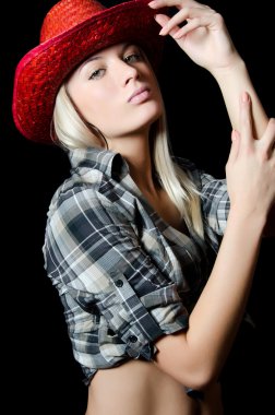 The beautiful girl in a cowboy's hat isolated clipart