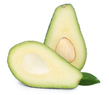 Beyaz arkaplanda izole edilmiş taze avokado