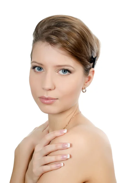 Молодая красивая девушка с естественным макияжем — стоковое фото