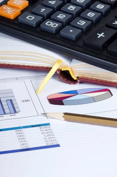 Schéma s Kalkulačka a tužka — Stock fotografie