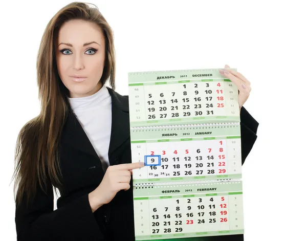La mujer de negocios con el calendario — Foto de Stock