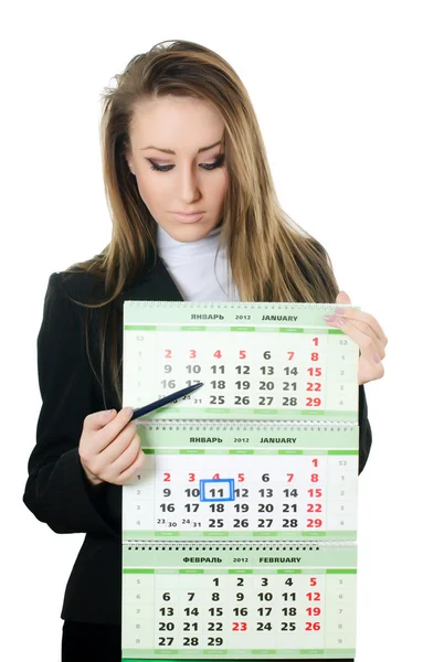 Деловая женщина с календарем — стоковое фото