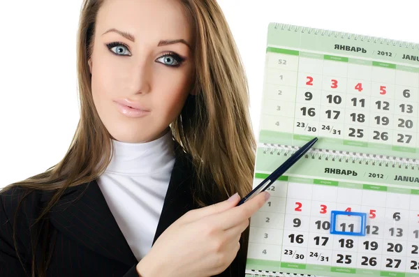 A mulher de negócios com um calendário — Fotografia de Stock