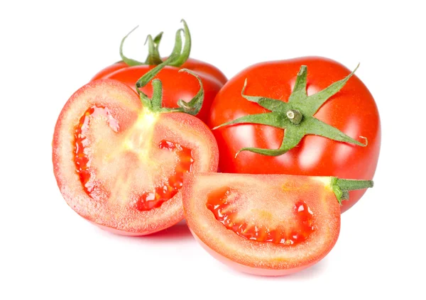 Beyaz arkaplanda kırmızı domates izole — Stok fotoğraf