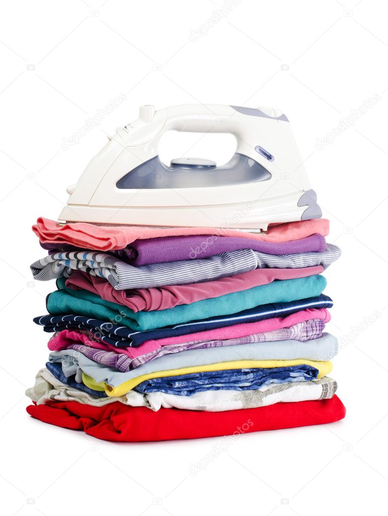 Heap of pure clothes with iron