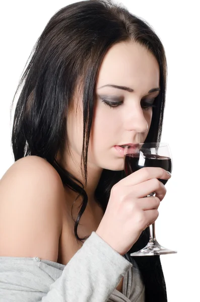 Bir bardak şarap ile güzel kız — Stok fotoğraf