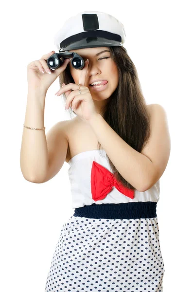Námořník dívka izolovaných na bílém pozadí — Stock fotografie