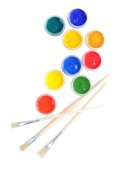 Frascos com tintas coloridas — Fotografia de Stock
