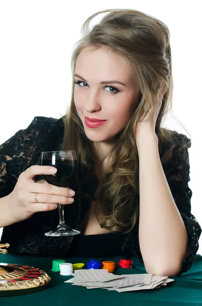 The beautiful girl with wine glass — Stock Photo, Image