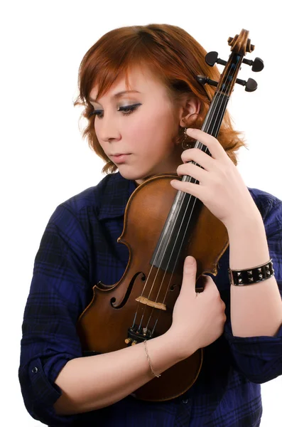 Красива дівчина зі скрипкою — стокове фото