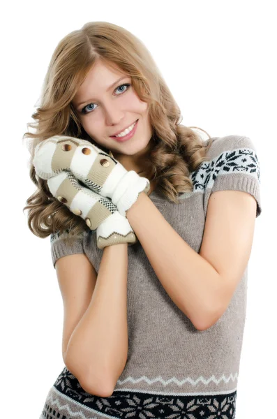 Красива дівчина в рукавичках — стокове фото