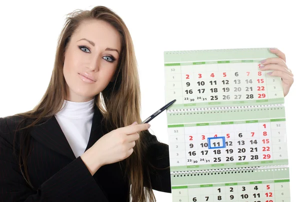 Die Geschäftsfrau mit dem Kalender — Stockfoto