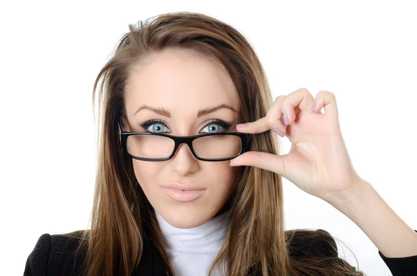 The business woman in glasses isolated — Stock Photo, Image
