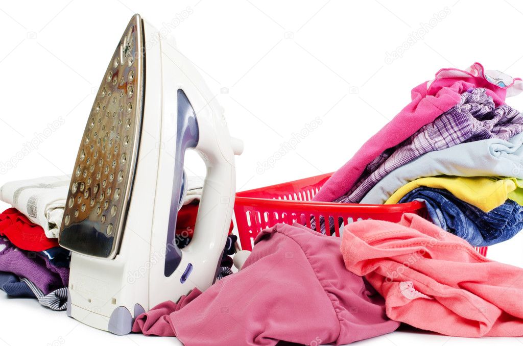 Heap of pure clothes with iron