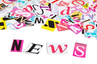 Word NEWS from newspaper letters clipart