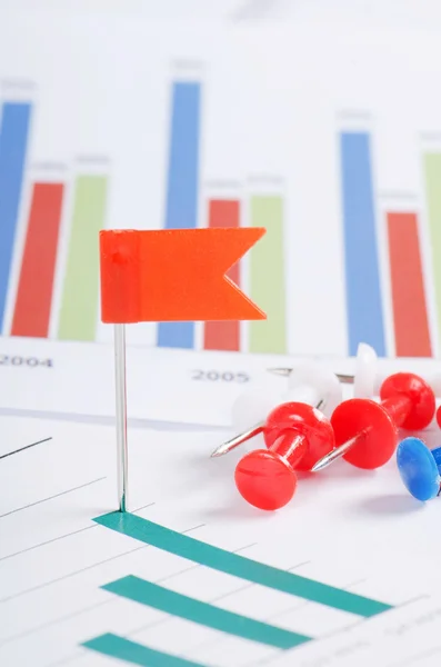 Graphs, charts with multi-coloured push buttons — Stock Photo, Image