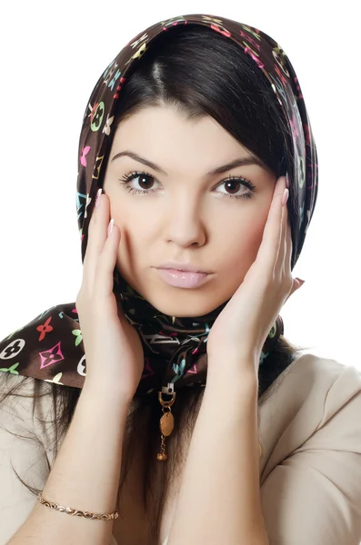 A menina bonita em um lenço, o muçulmano — Fotografia de Stock