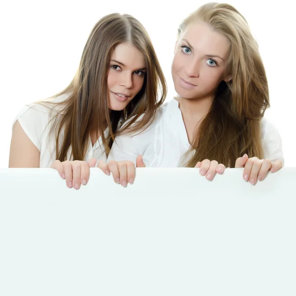 Two girl-friends isolated on white background — Stock Photo, Image