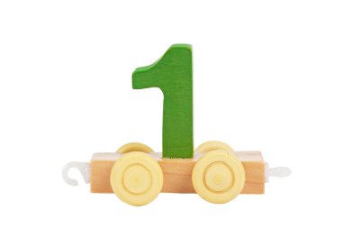 Wooden toy number 1 clipart