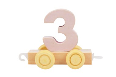 Wooden toy number 3 clipart