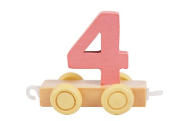 Wooden toy number 4 clipart