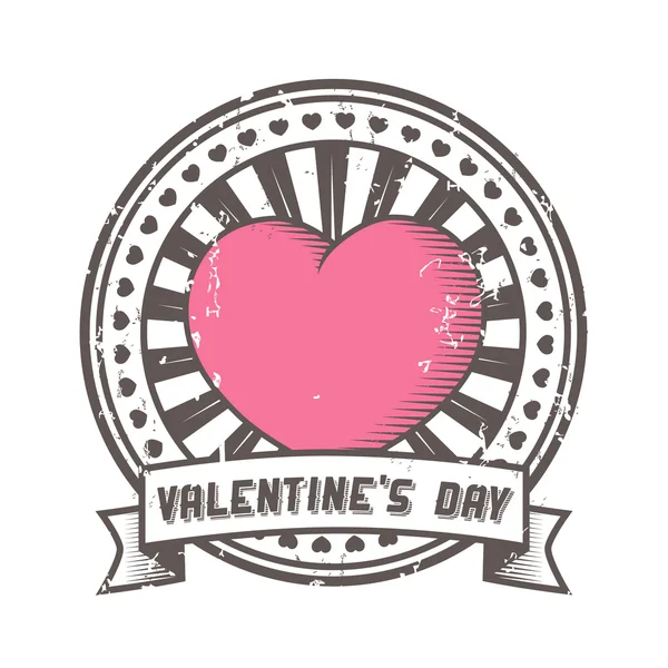 Grunge Rubberstempel met hart. Aftelkalender voor Valentijnsdag belettering. — Stockvector