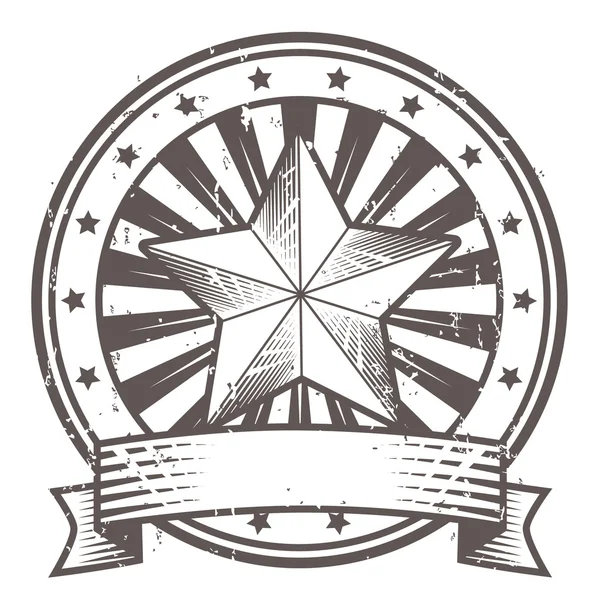 Grunge tampon caoutchouc avec étoile et ruban. Style soviétique — Image vectorielle