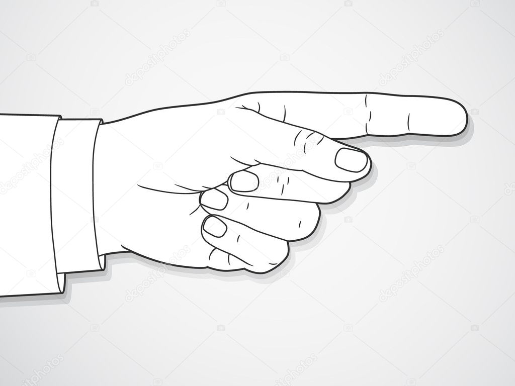 Hand sign with pointing finger. Vector.