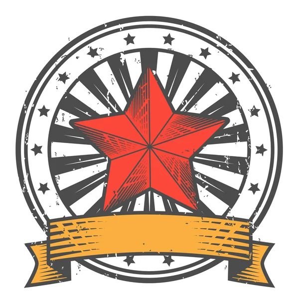 Sello de goma grunge con estrella en estilo soviético — Vector de stock