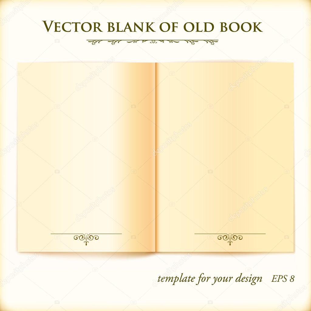 Open Old Book. Vector template for your design.