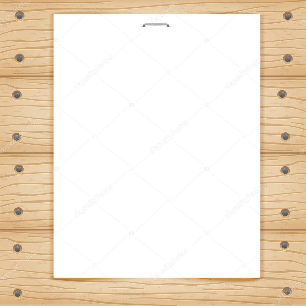 Blank paper sheet on wooden background. Eps10