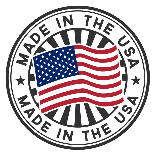 Sello vectorial con bandera de los Estados Unidos. Lettering Made in the USA . — Vector de stock