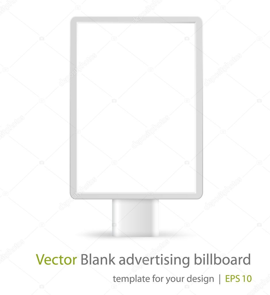Vector blank advertising billboard on white background. Eps10