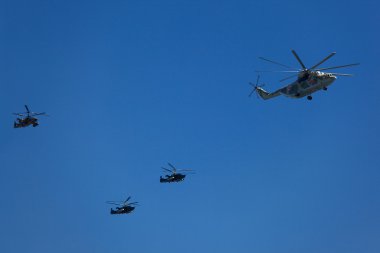 Helicopters in the skies clipart