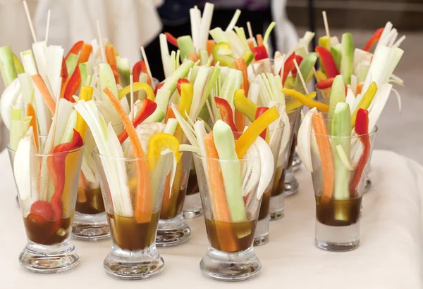 stock image Cutted vegetables in glasses