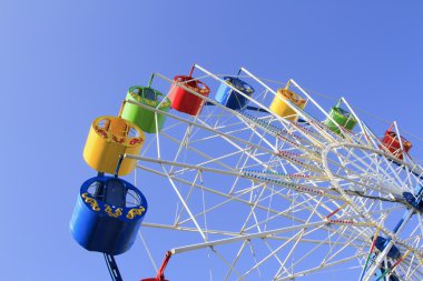 Wheel of review in the park on blue sky background clipart