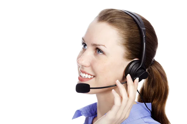 Headshot of beautiful customer service operator woman — Stock Photo, Image