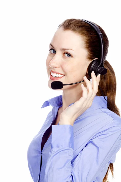 Servicemitarbeiterin Frau mit Headset — Stockfoto