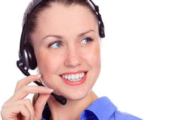 Business operatore di assistenza clienti donna sorridente — Foto Stock