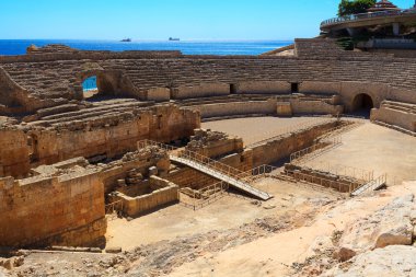 Harabeleri antik amfitiyatro, tarragona, İspanya.