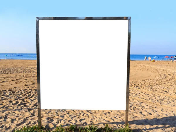 Billboard on a beach — Stock Photo, Image