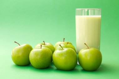 Green apple yogurt drink clipart