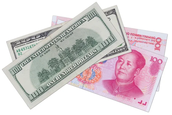 Μας Δολάριο έναντι κινεζικού yuan — Φωτογραφία Αρχείου