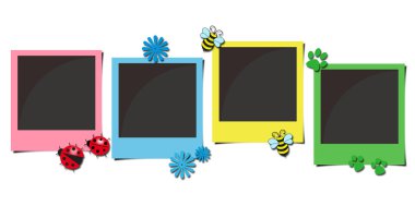 Multicolor polaroid photo frames clipart