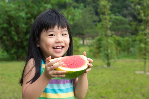 Happy child with watermelon — Stock Photo, Image