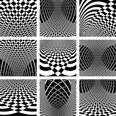 Optical illusion backgrounds set. clipart