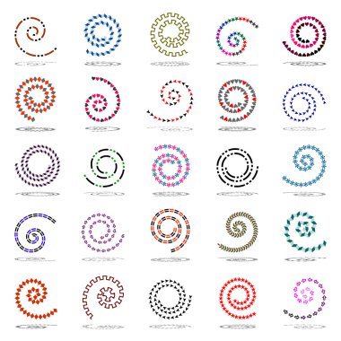 Spiral set. 25 design elements. clipart