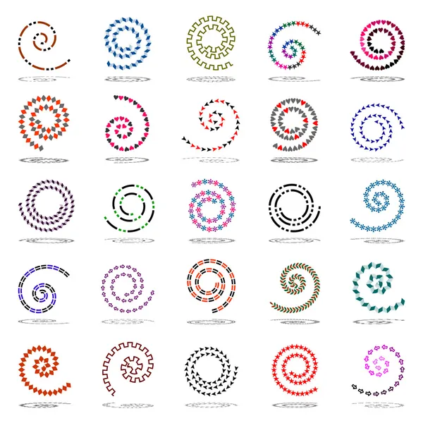 Set a spirale. 25 elementi di design . — Vettoriale Stock
