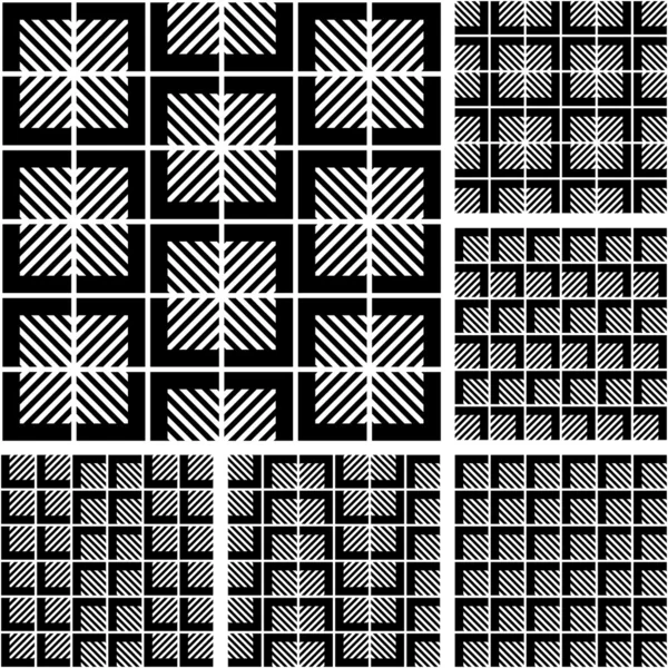 Seamless geometric patterns set. — Stock Vector
