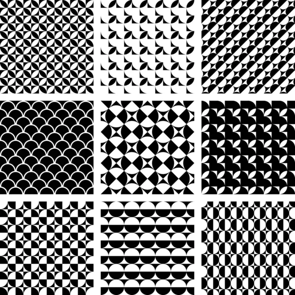 Seamless geometric patterns in op art design. — Stock Vector